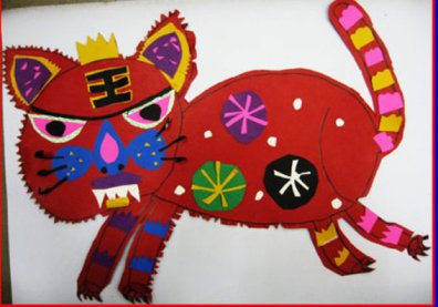 幼儿手工剪纸贴画:老虎