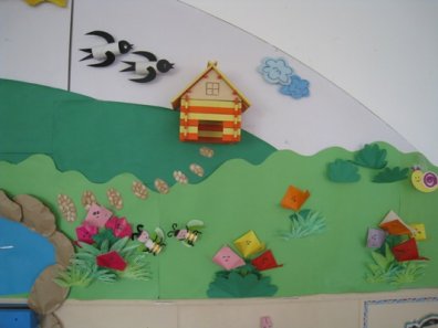 幼儿园立体主题墙饰:春天和小风车