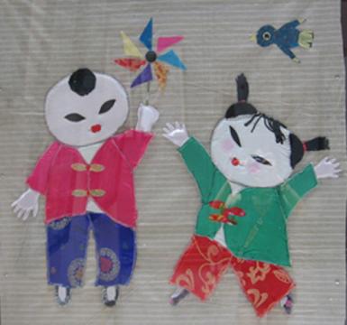 幼儿园手工剪贴画:年画娃娃