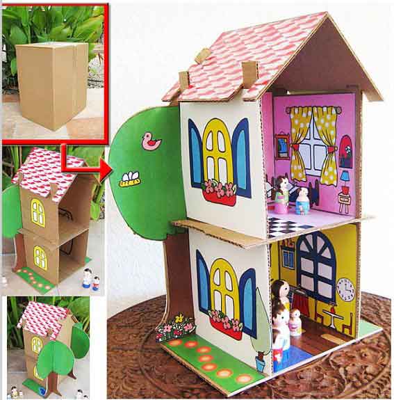 幼儿园手工制作:废旧材料--房子_中国幼儿教师