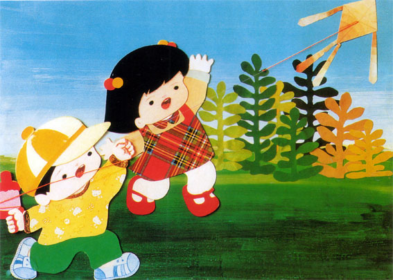 幼儿园环境布置墙面:放风筝_中国幼儿教师网